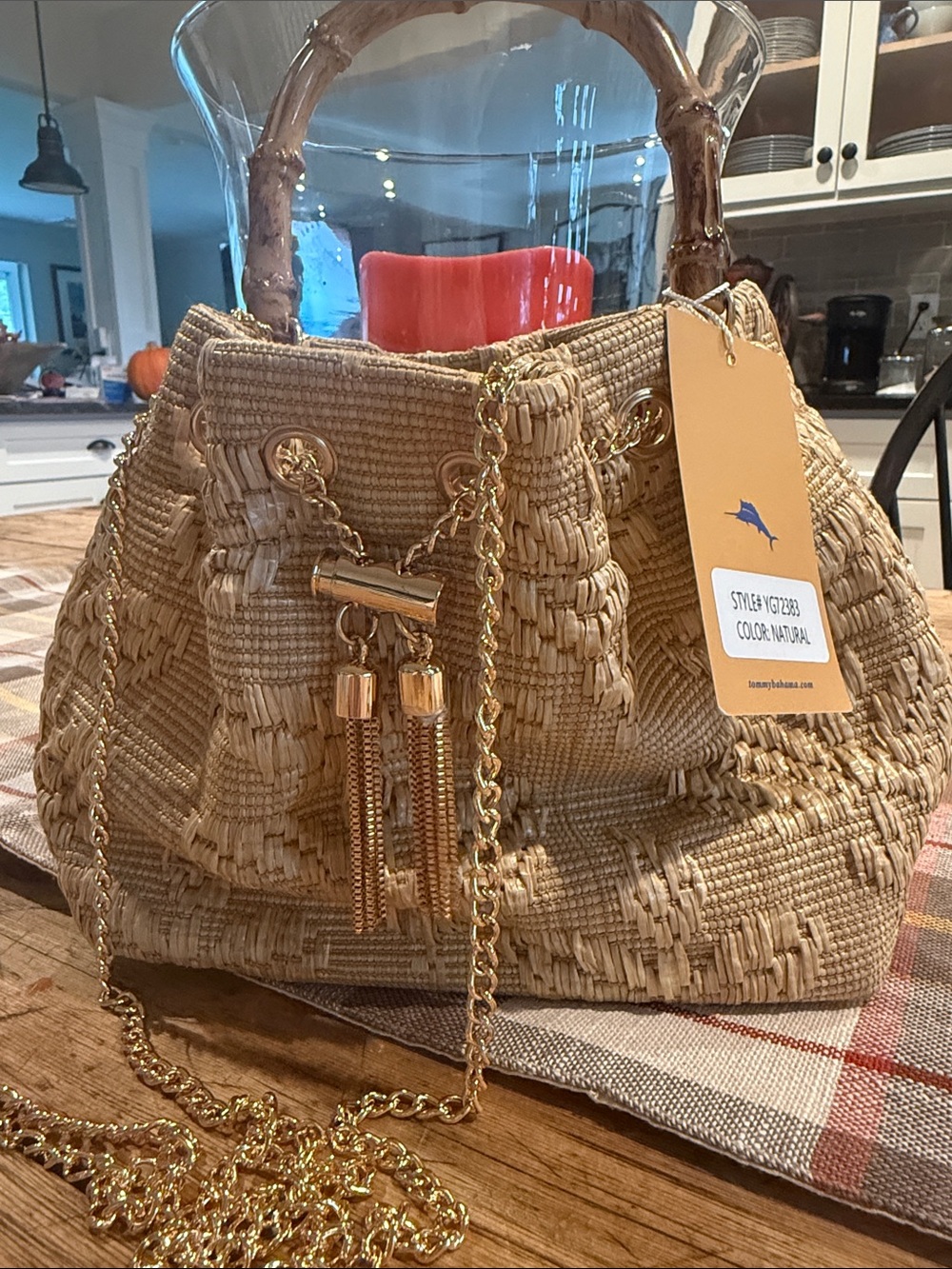 TOMMY BAHAMA 🌴🥥 natural woven straw bucket bag